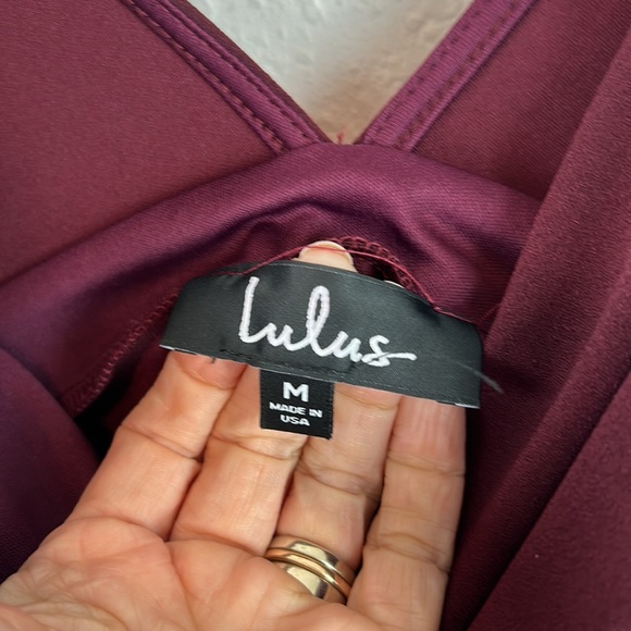NWT Lulu’s faux wrap ruched skirt merlot dress M - Picture 5 of 8